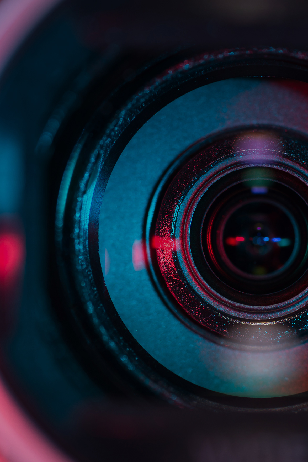 close up image of looking at the end of a camera extended lens