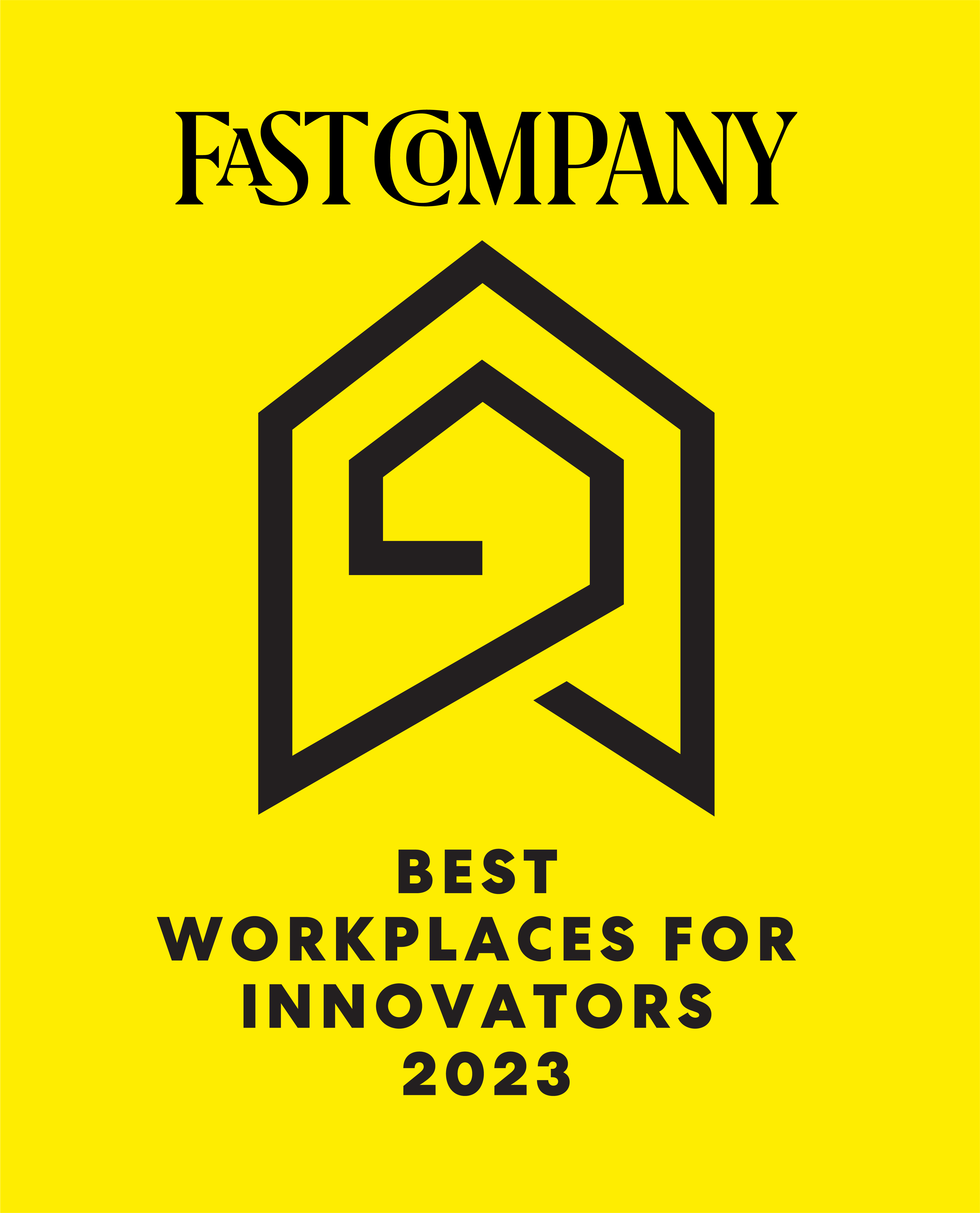 Fast Company Best Workplaces for Innovators 2023 badge on yellow background