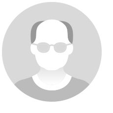 black and white icon image of head and shoulders with glasses and balding on top of head
