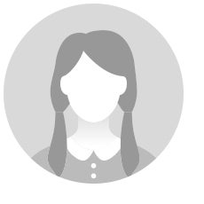 black and white icon image of nondescript person with rounded white collared shirt with two white buttons and long hair in two braids