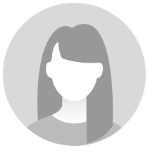 black and white icon image of nondescript person with long hair with bangs parted on left side
