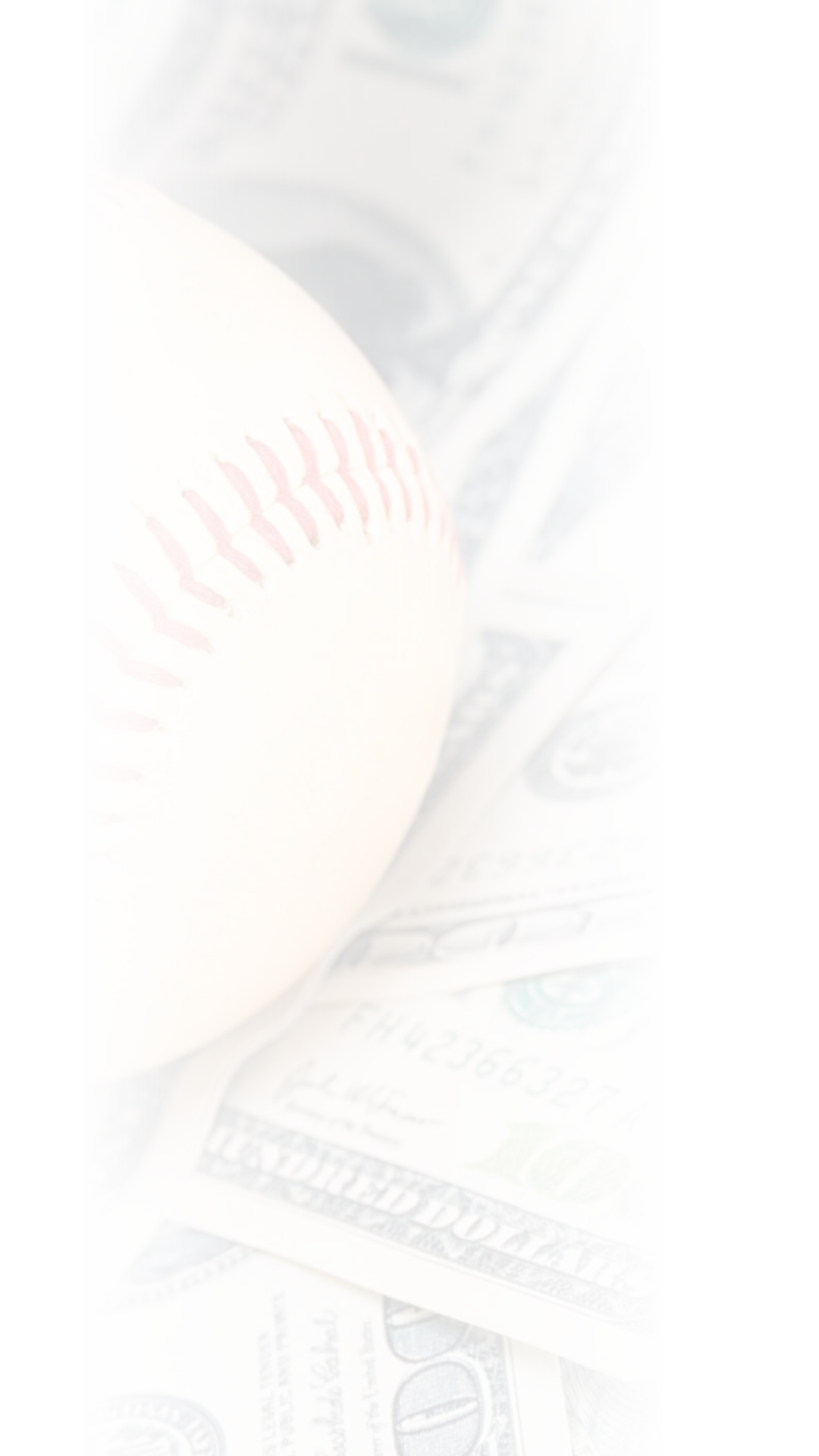 Closeup concept of baseball and money.