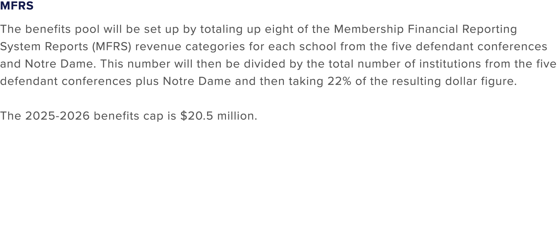 MFRS The benefits pool will be set up by totaling up eight of the Membership Financial Reporting System Reports (MFRS...