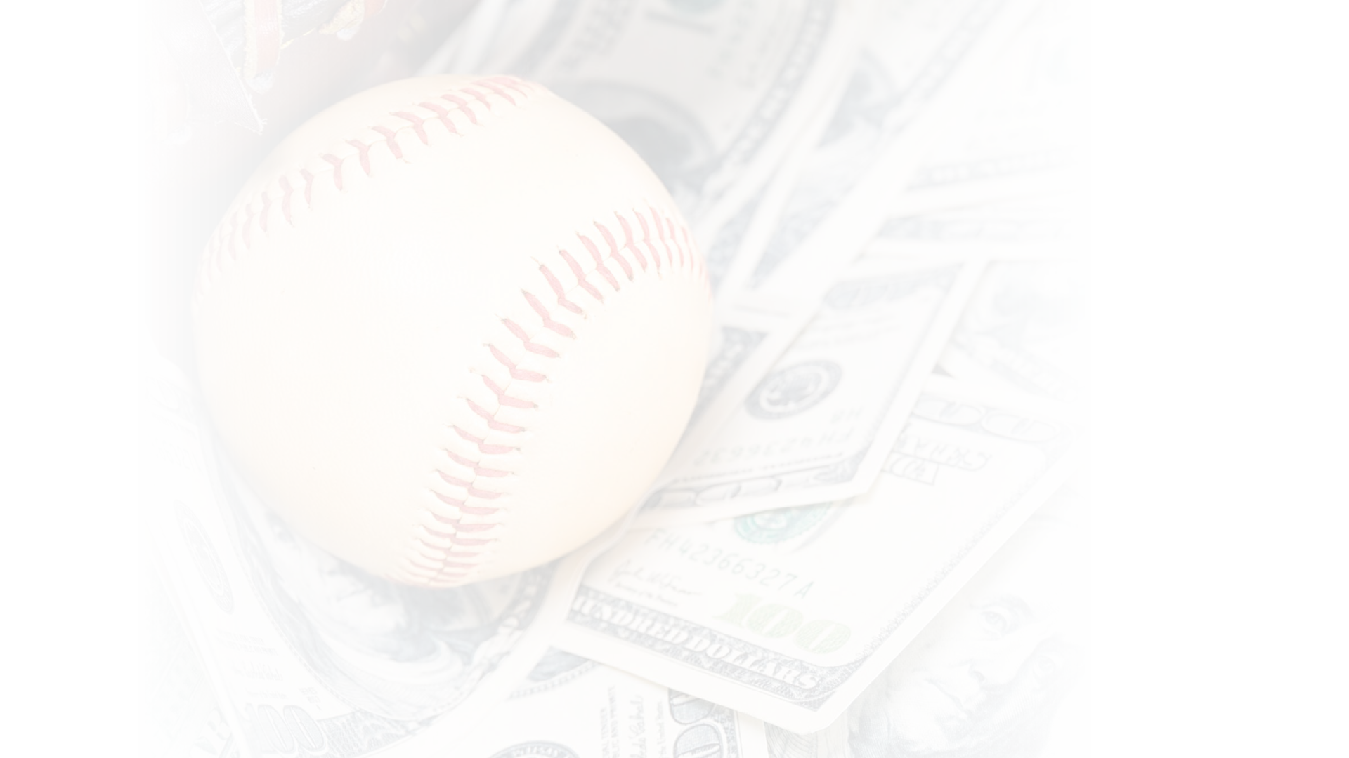 Closeup concept of baseball and money.