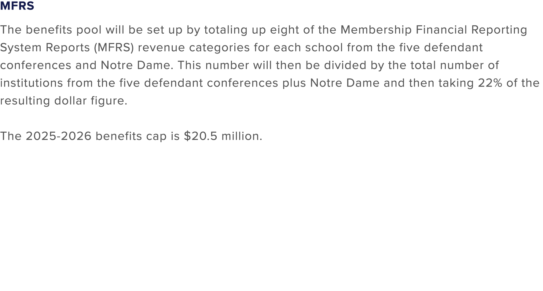 MFRS The benefits pool will be set up by totaling up eight of the Membership Financial Reporting System Reports (MFRS...