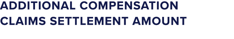 Additional Compensation Claims Settlement Amount