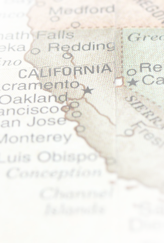 A macro photograph of California, USA from a Desktop Globe. Adobe RGB color profile.